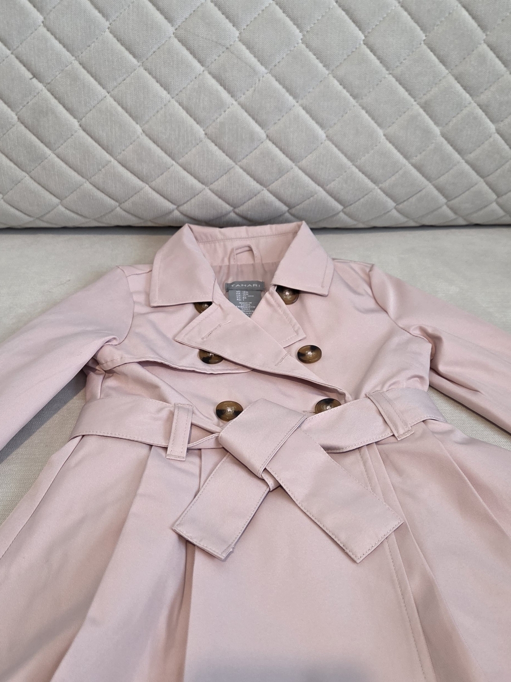 Tahari Baby Girls Blush Pink Belted Trench Coat Jacket Size 18M